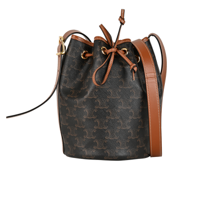 Triomphe Bucket Bag, &pound;850, Handbags, Brown, Canvas, Front view